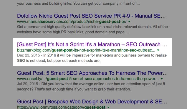 Guest Post Results on Google