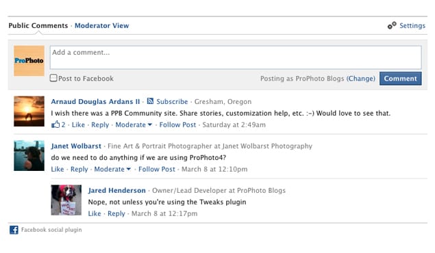 Facebook Comments on Blog Posts