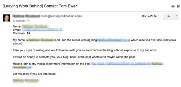 Example Guest Post Outreach Email