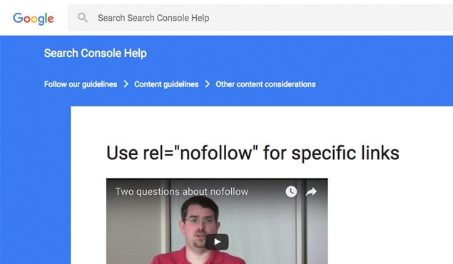 Google Nofollow Tags