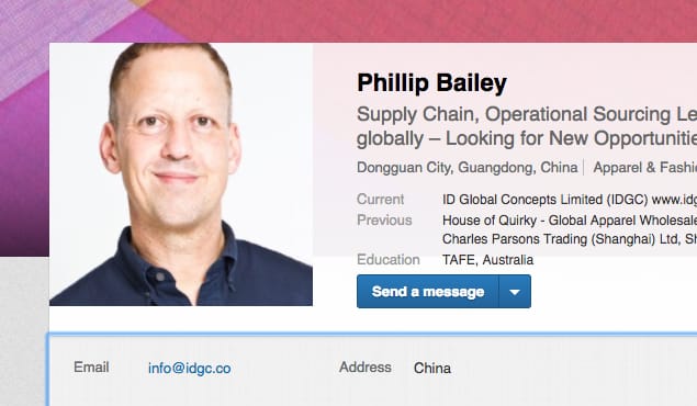 Example Email on LinkedIn