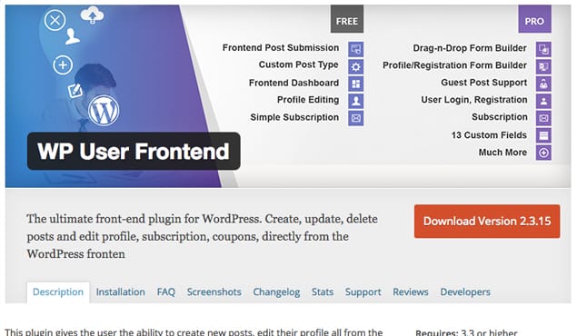 WP User Frontend Plugin