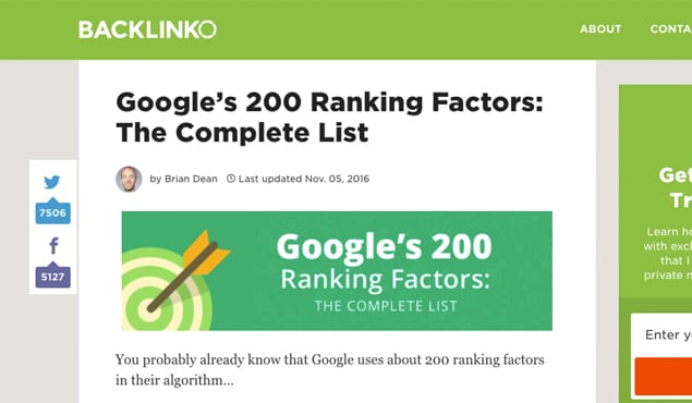Backlinko Ranking Factors