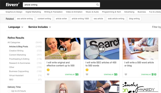 Fiverr Article Writing