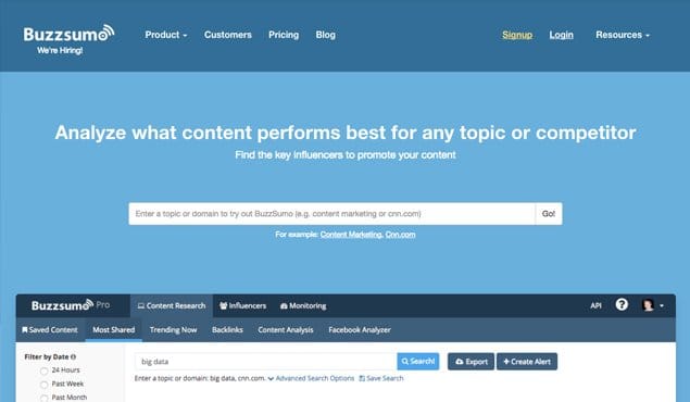 Buzzsumo Homepage