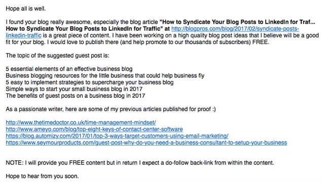 Guest Post Spam