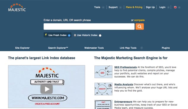 Majestic Homepage