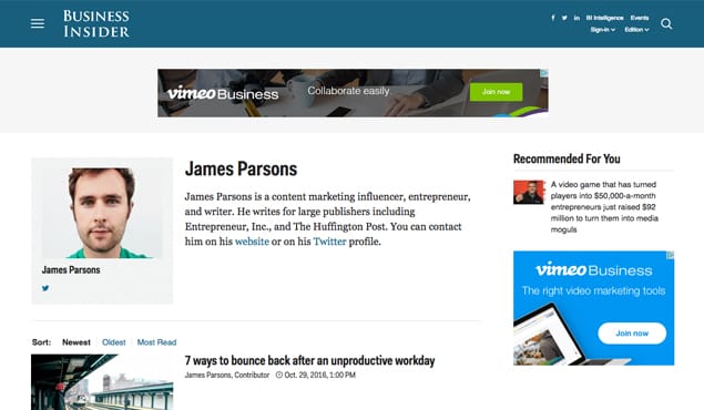 Example Author Bio Business Insider