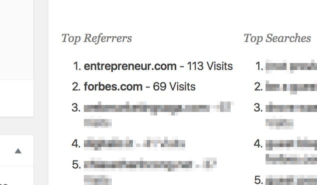 Example of Top Site Referers