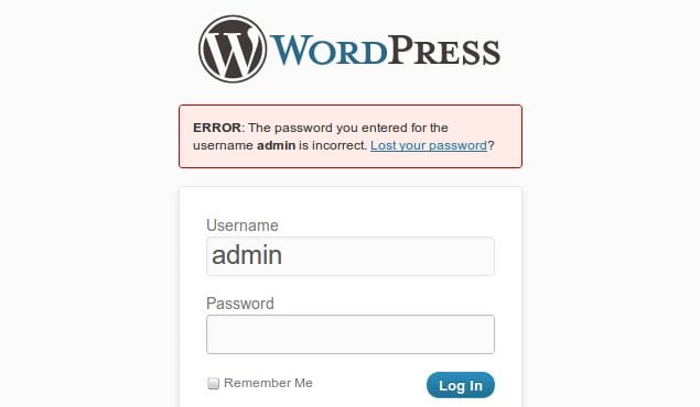 Password Incorrect WordPress