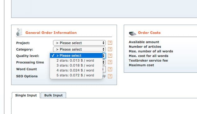Pricing of Outsourcing Content