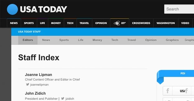 Staff Index USA Today
