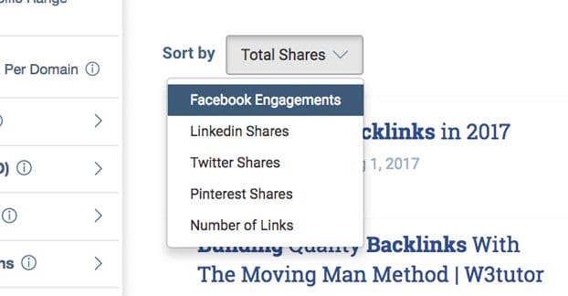 BuzzSumo Sort By
