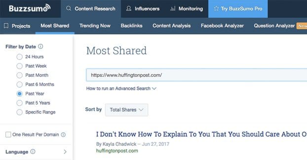 Searching on BuzzSumo