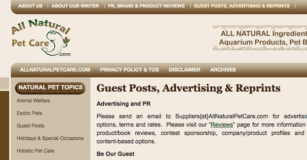 Example Pet Site Accepting Posts