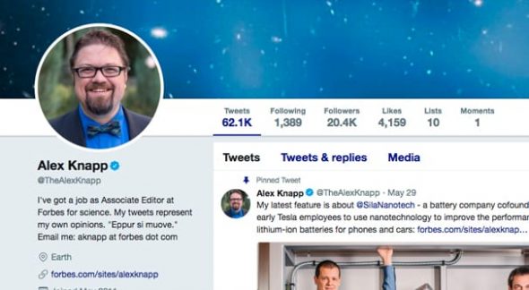 Example Twitter Profile of an Editor
