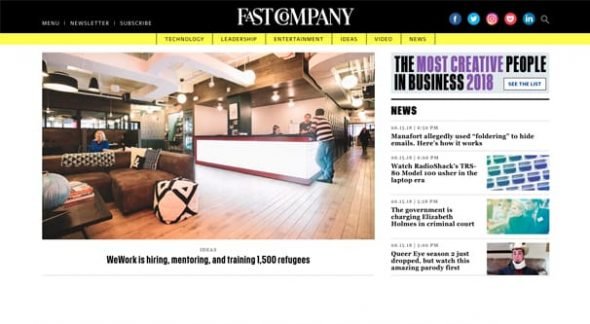 Fast Company Homepage