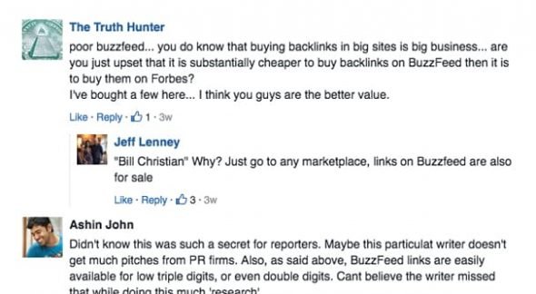 Comments in BuzzFeed Article