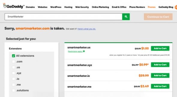 List of Lower Quality Names on GoDaddy