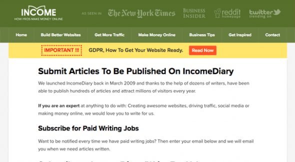 Income Diary Homepage