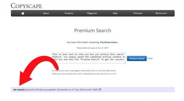 No Results Copyscape