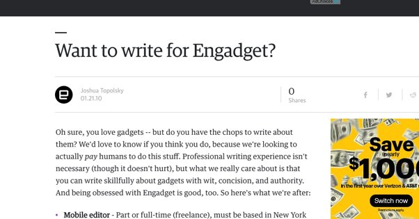 Writing for Engadget Post