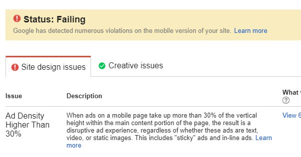 Ad Density Report
