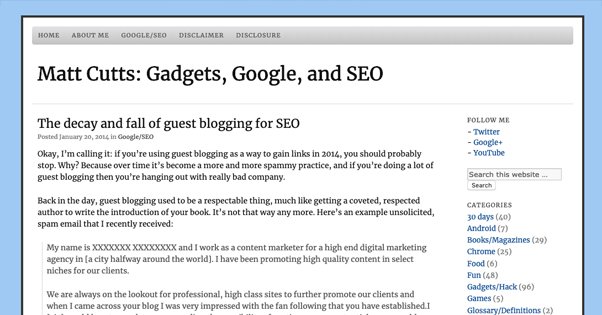 Matt Cutts Decay of Guest Posts
