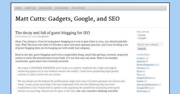 Matt Cutts Guest Blogging Death