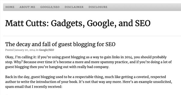 Matt Cutts Decay of Guest Posts